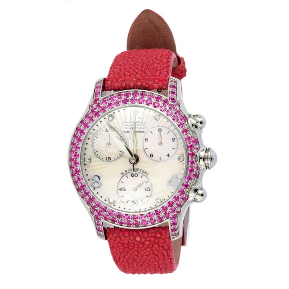 Pink Sapphire Diamond 3.45 Tcw Unisex Luxury Watch main image 4